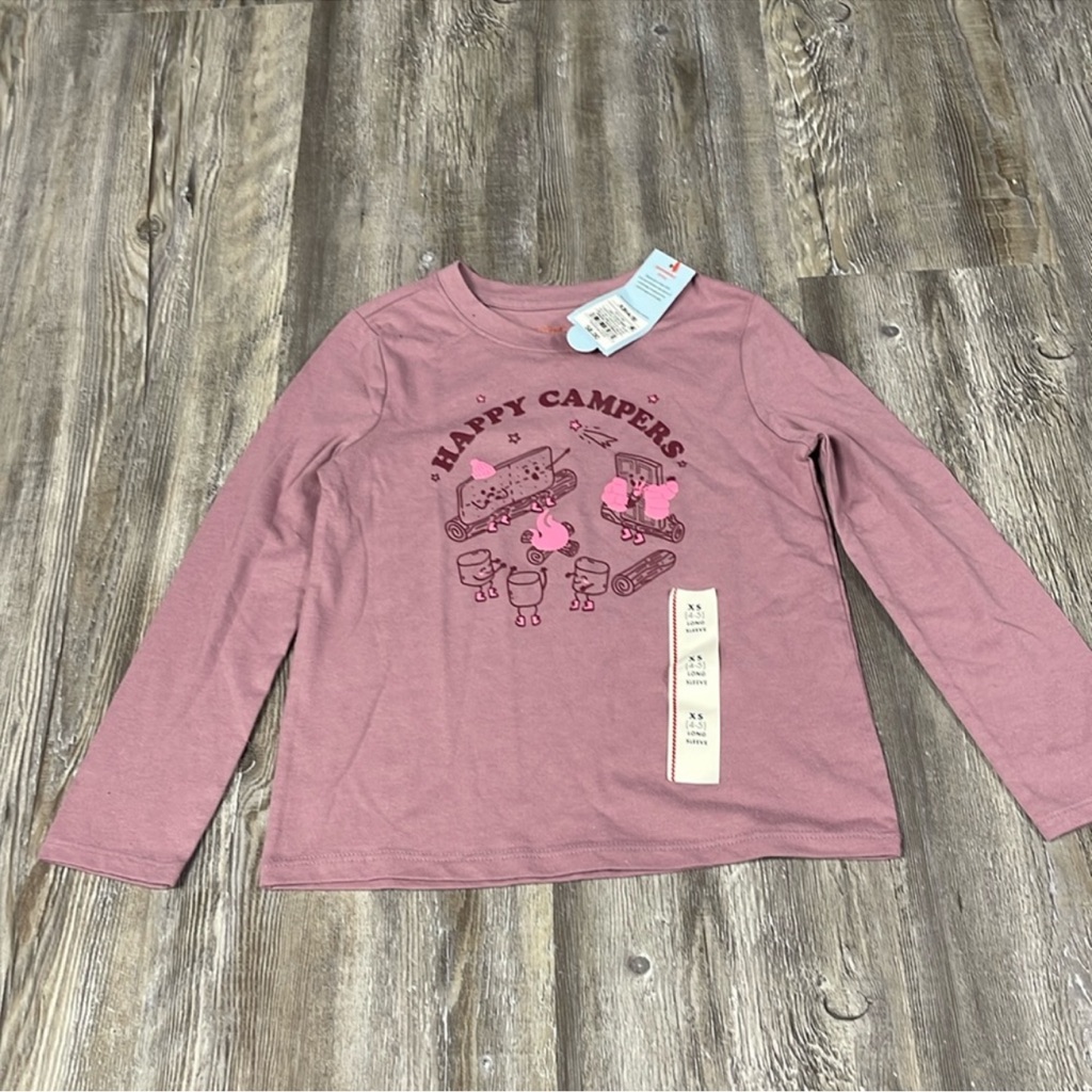 Cat & Jack Happy Campers Long Sleeve Shirt - Mauve